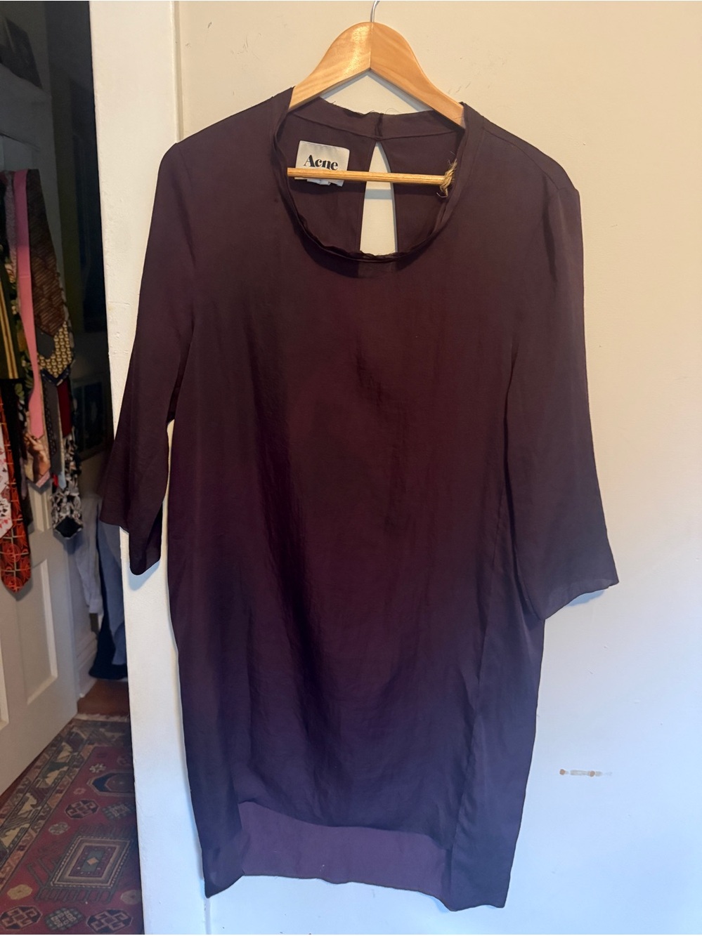 Acne Dark Plum Shift Tunic Top